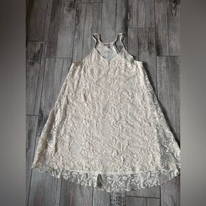 Emmelee Lace Floral Racerback Swing Dress Ivory Size Large